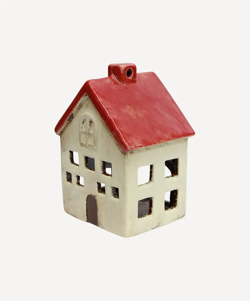 Alsace Tea Light Villa Red White - French Country