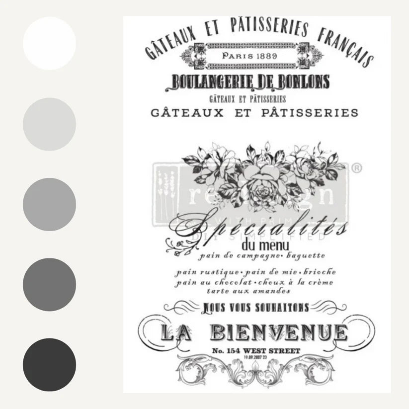 Large - FRENCH SPECIALITIES. 24" x 35" cut into 3 sheets