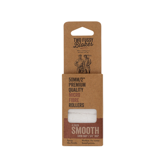 Two Fussy Blokes, Microfibre Smooth, Super Mini Paint Rollers - 10mm nap, 50mm length - 4 pack