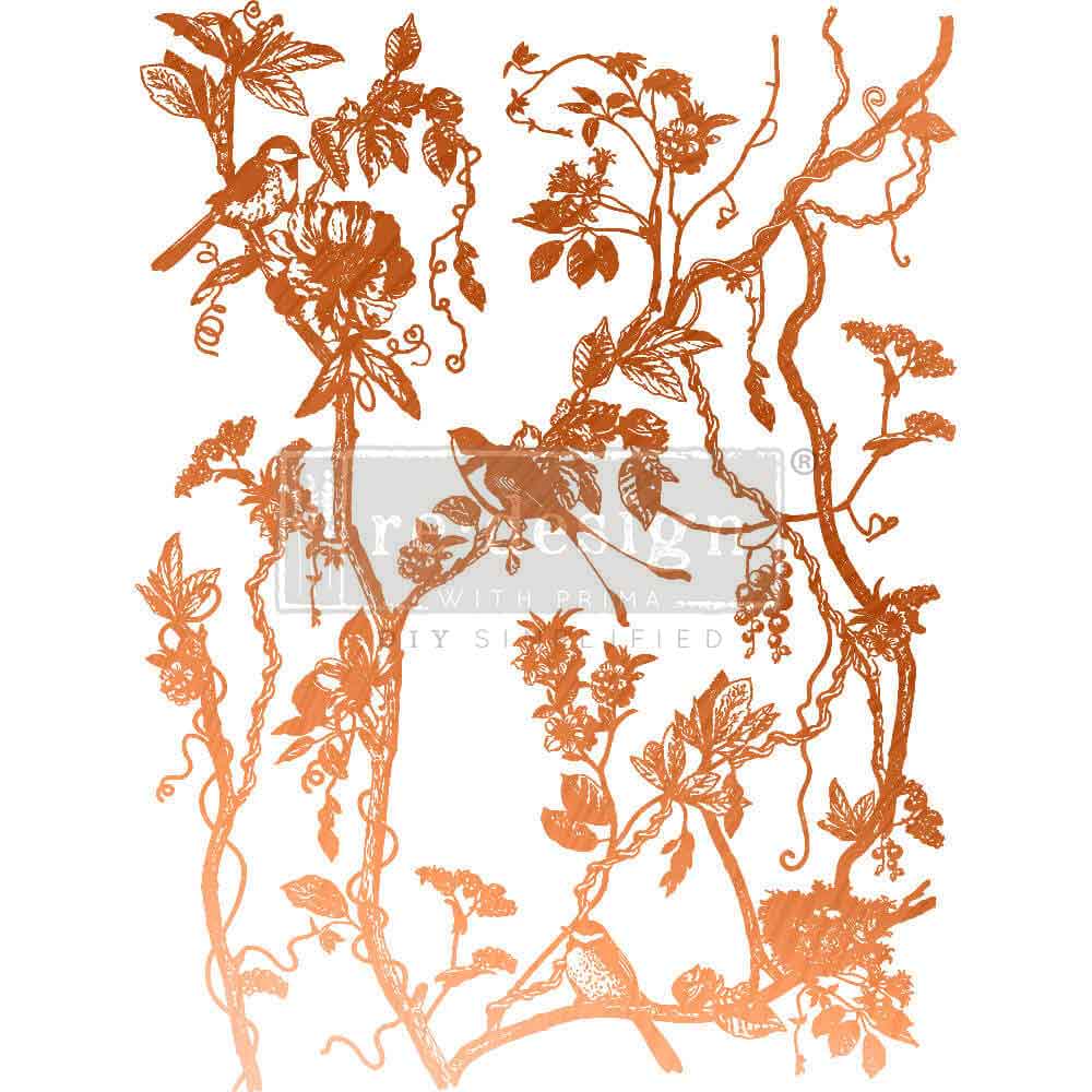 Kacha - BIRD WATCHING. 18" x 24" cut into 2 sheets. Copper foil