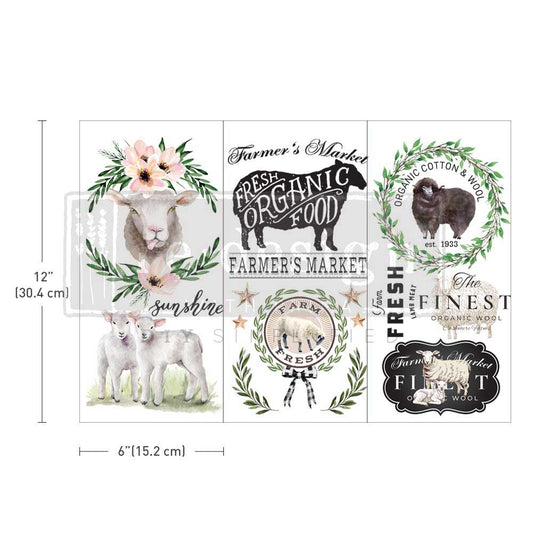 Small - SWEET LAMB. 3 sheets, 6" x 12"