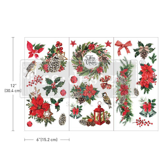 Small - CLASSIC CHRISTMAS. 3 sheets, 6" x 12"
