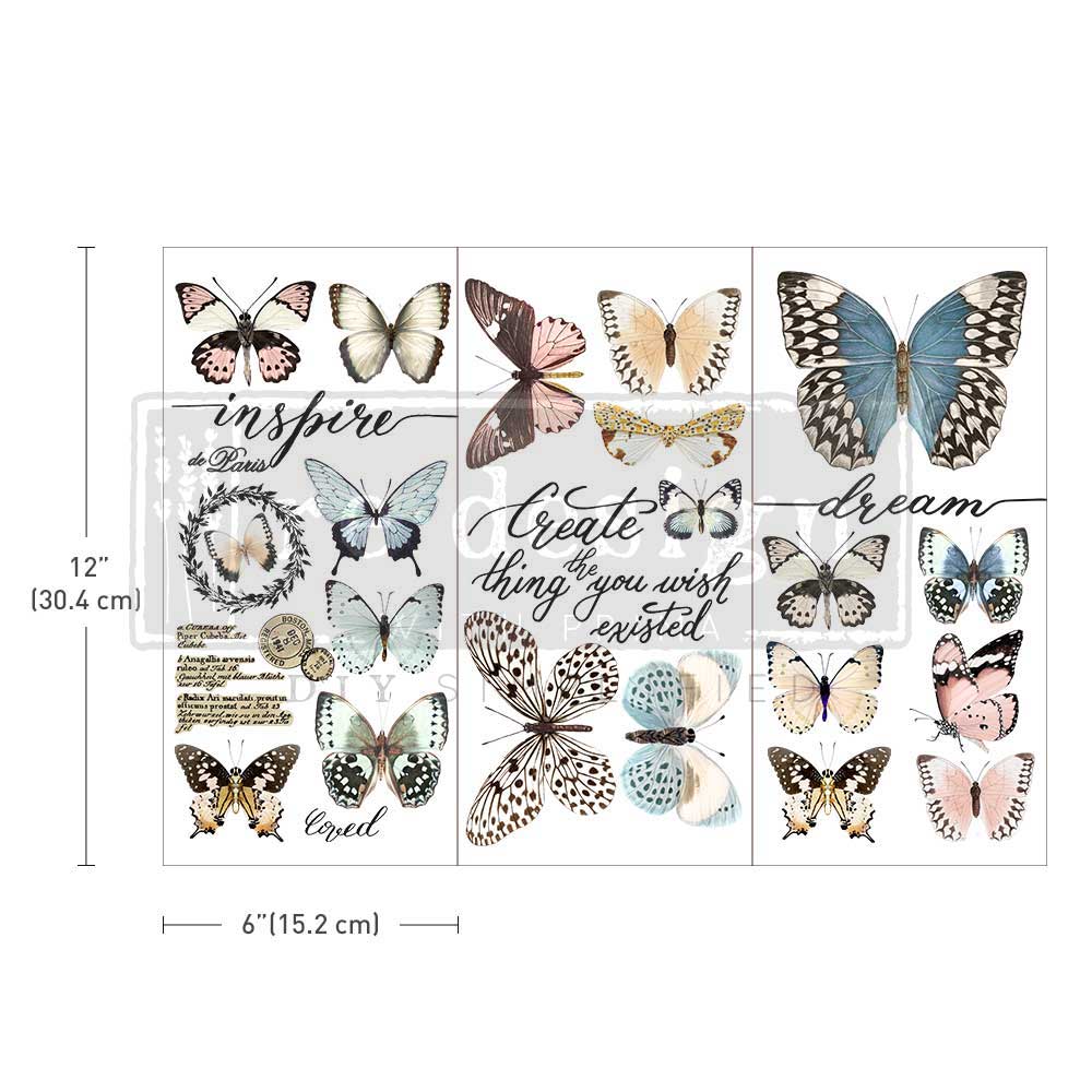 Small - PAPILLON COLLECTION. 3 sheets, 6" x 12"