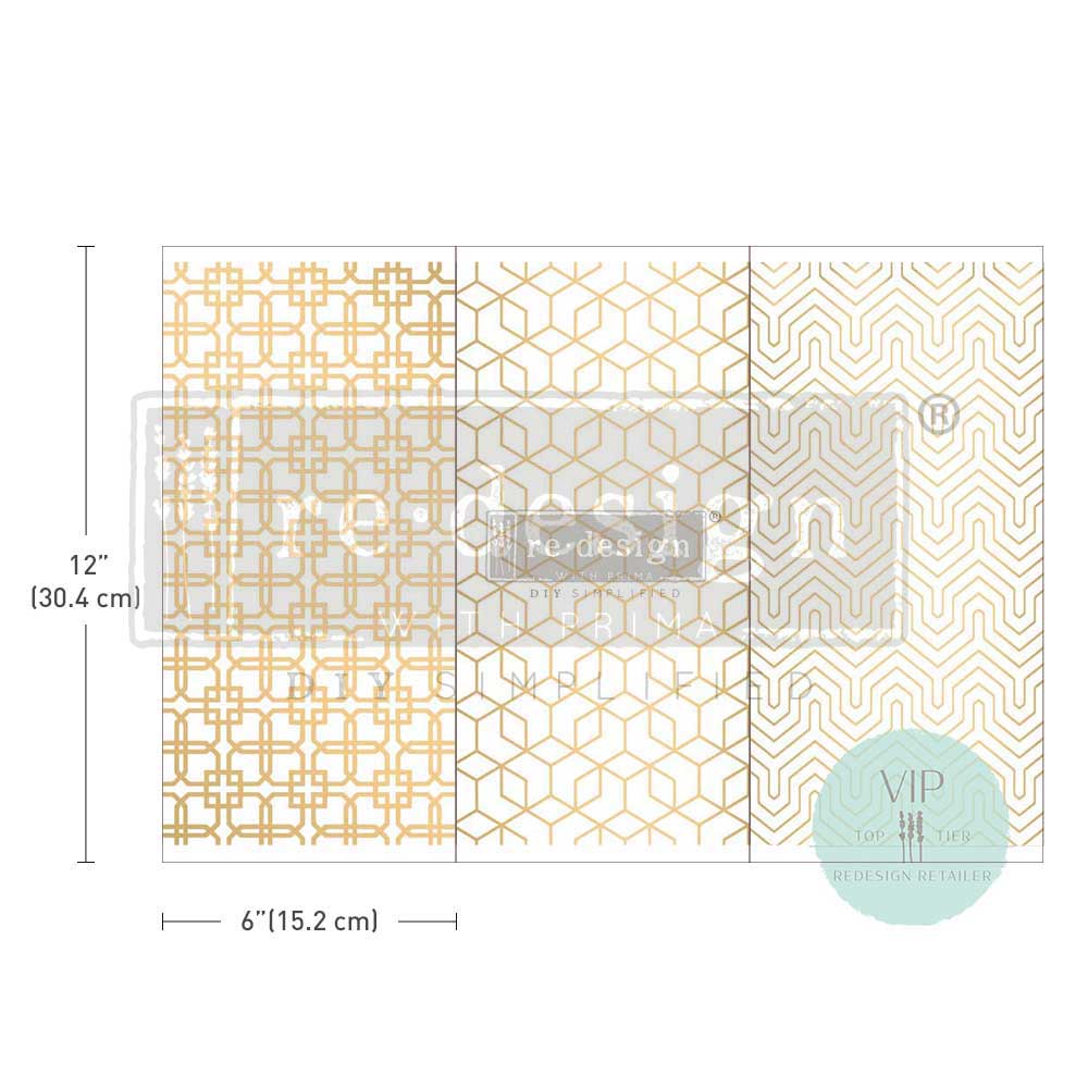 Small - MOTIF GEOMETRIQUE. 3 sheets, 6" x 12"