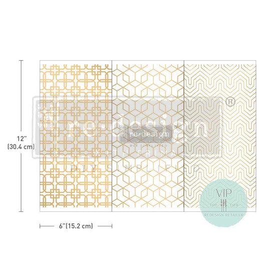 Small - MOTIF GEOMETRIQUE. 3 sheets, 6" x 12"