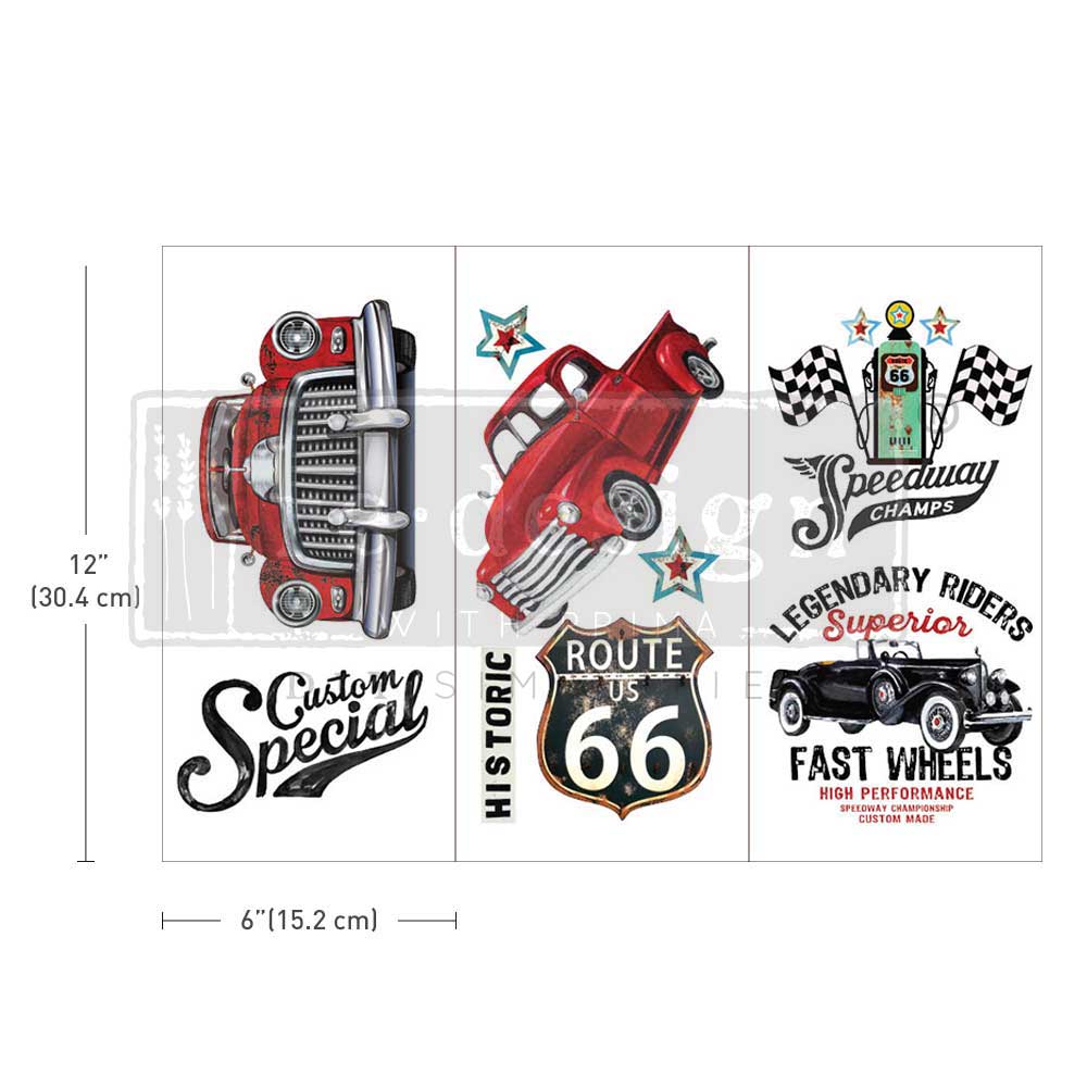 Small - CLASSIC RIDES. 3 sheets, 6" x 12"
