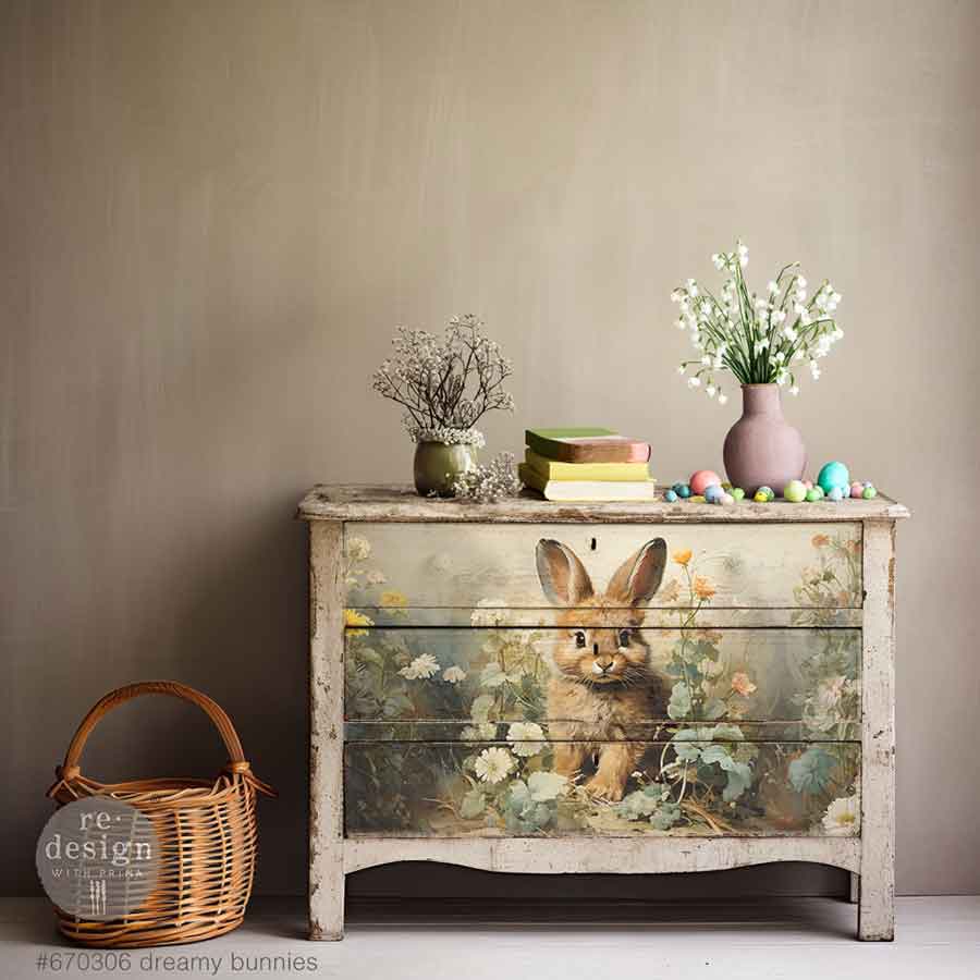 DREAMY BUNNIES decoupage tissue. 3 sheets, 19.5" x 30" each