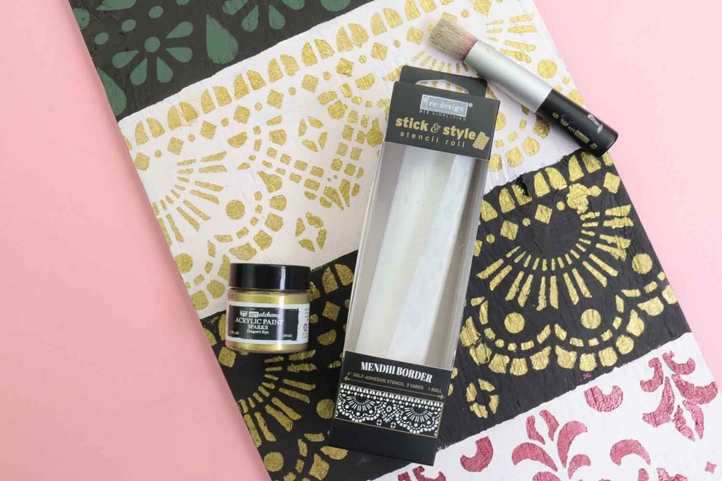 Stick & Style Stencil - MENDHI BORDER. 1 roll, 3 yards