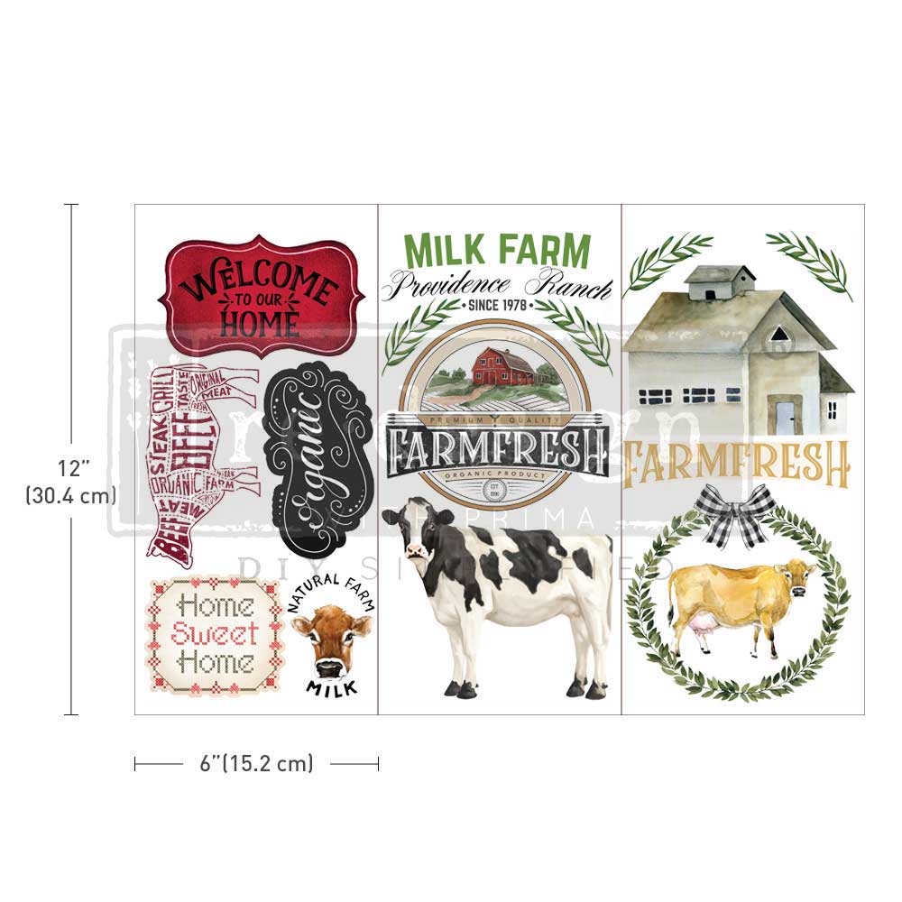 Small - HOME & FARM. 3 sheets, 6" x 12"