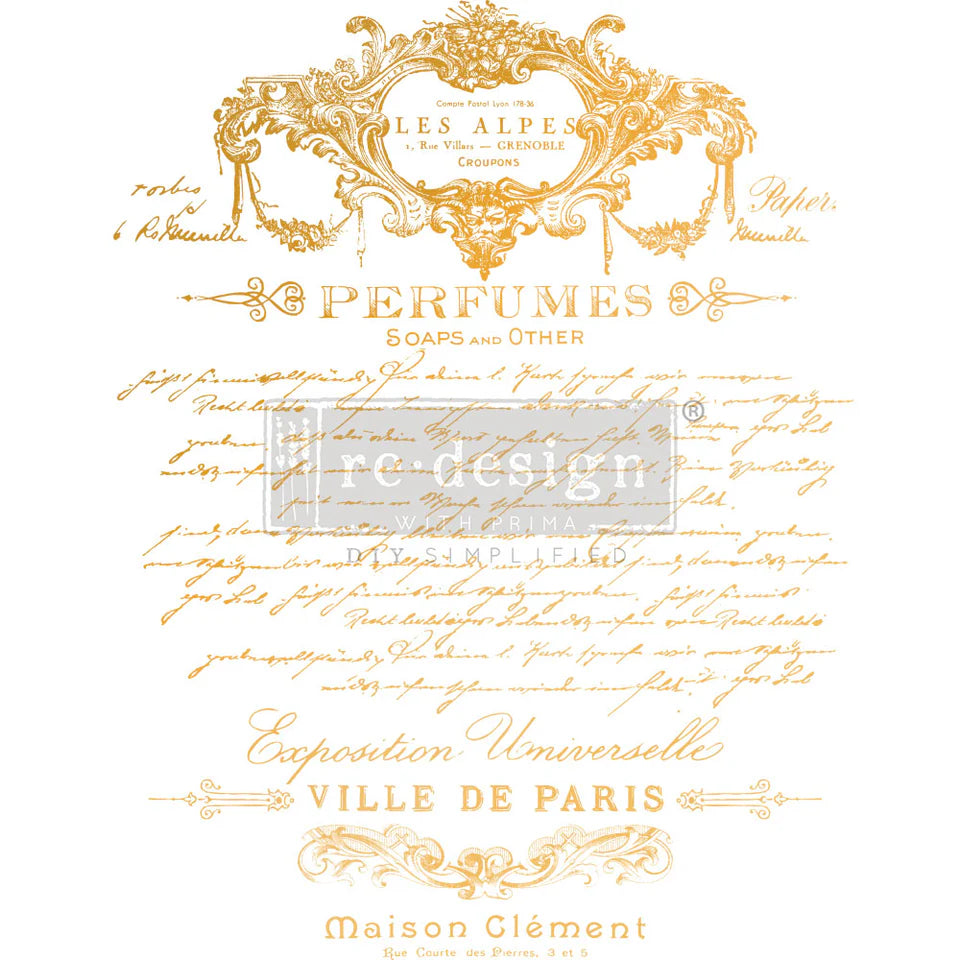 Kacha - PERFUME NOTES. 18" x 24" cut into 2 sheets.  Gold foil
