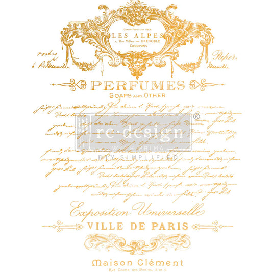 Kacha - PERFUME NOTES. 18" x 24" cut into 2 sheets.  Gold foil