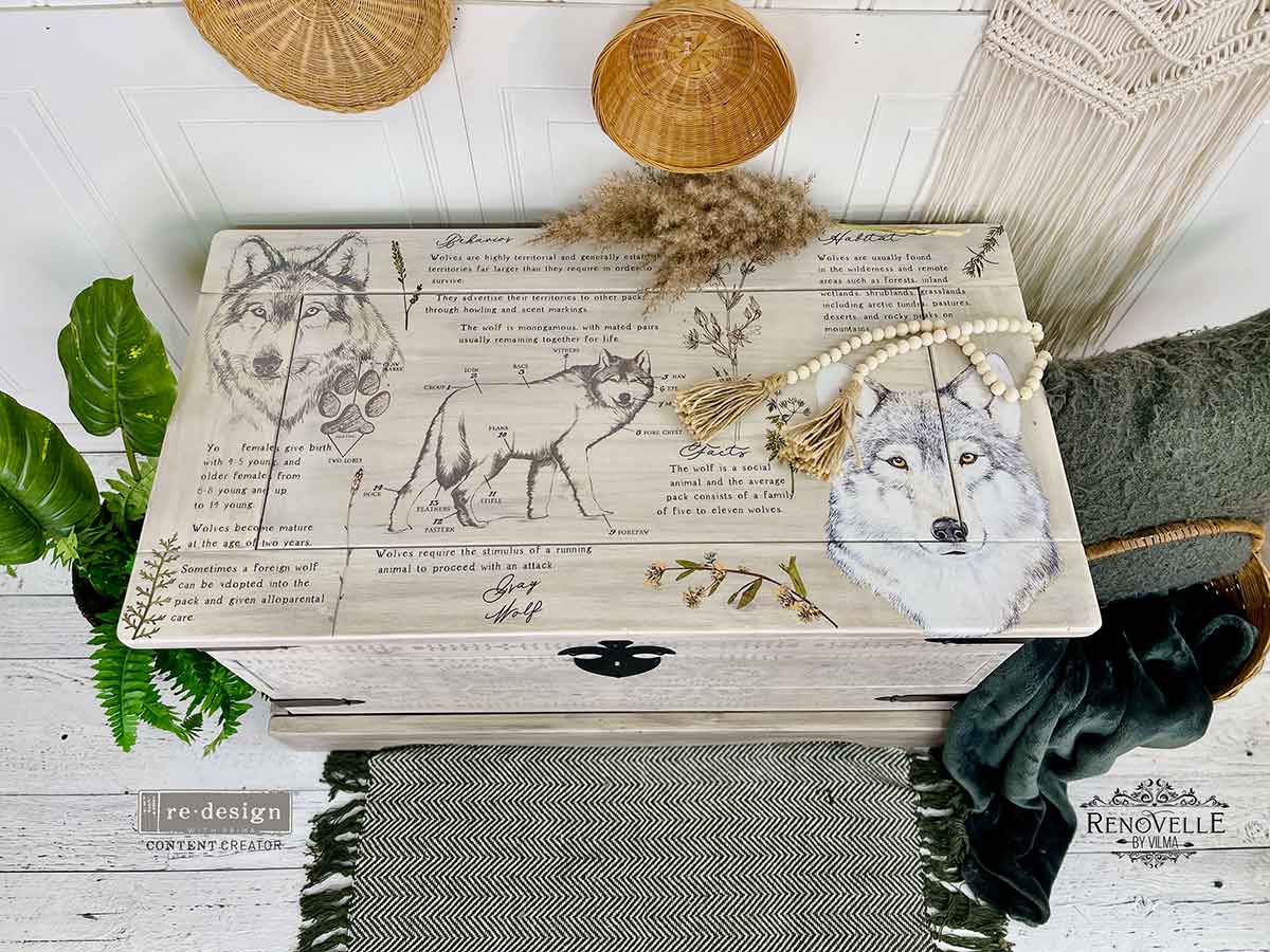Large - GRAY WOLF. 24" x 35" cut into 3 sheets