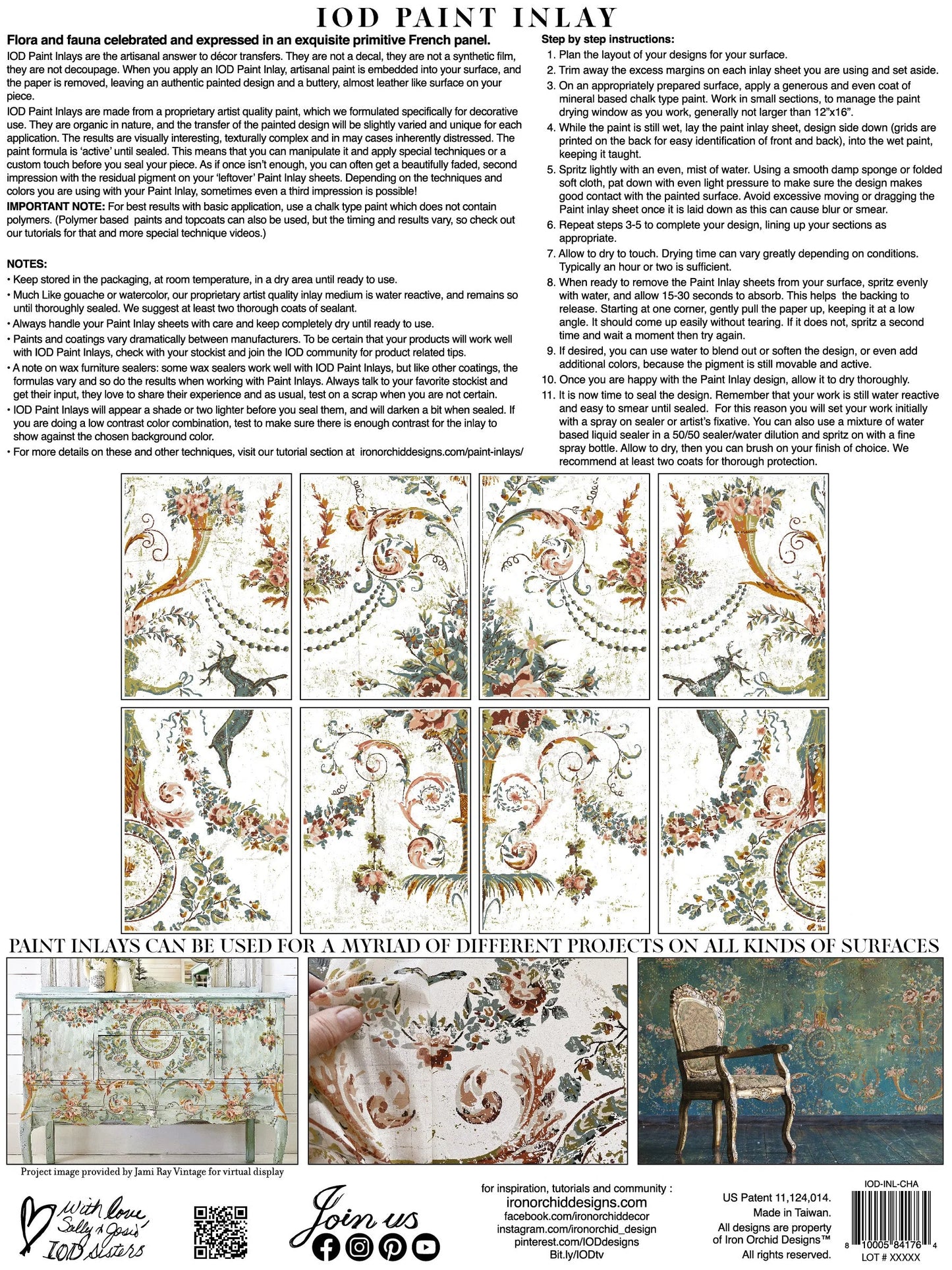CHATEAU IOD PAINT INLAY PAD - EIGHT 12X16" SHEETS