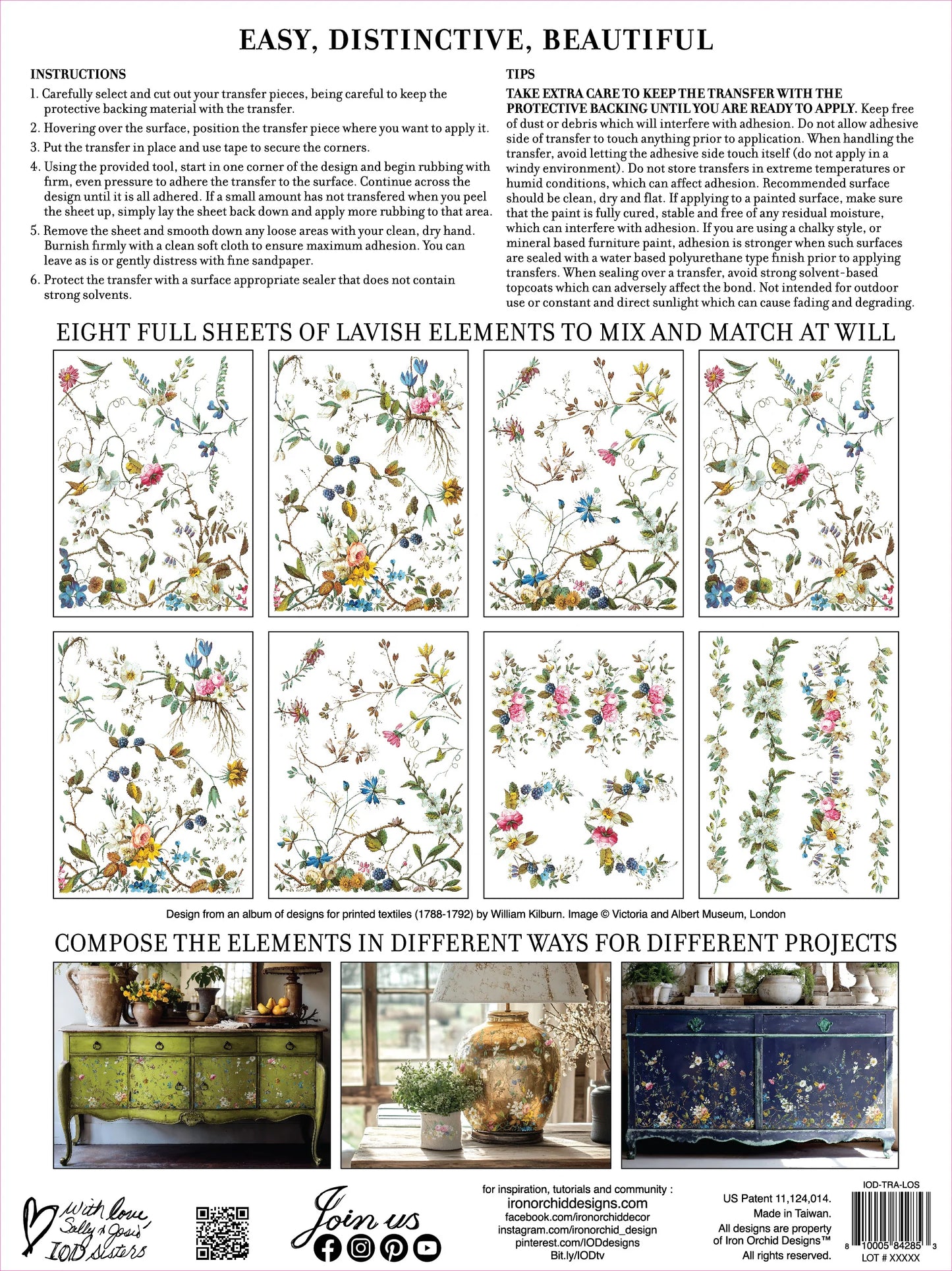 LOST GARDEN IOD TRANSFER PAD - EIGHT 12x16" SHEETS
