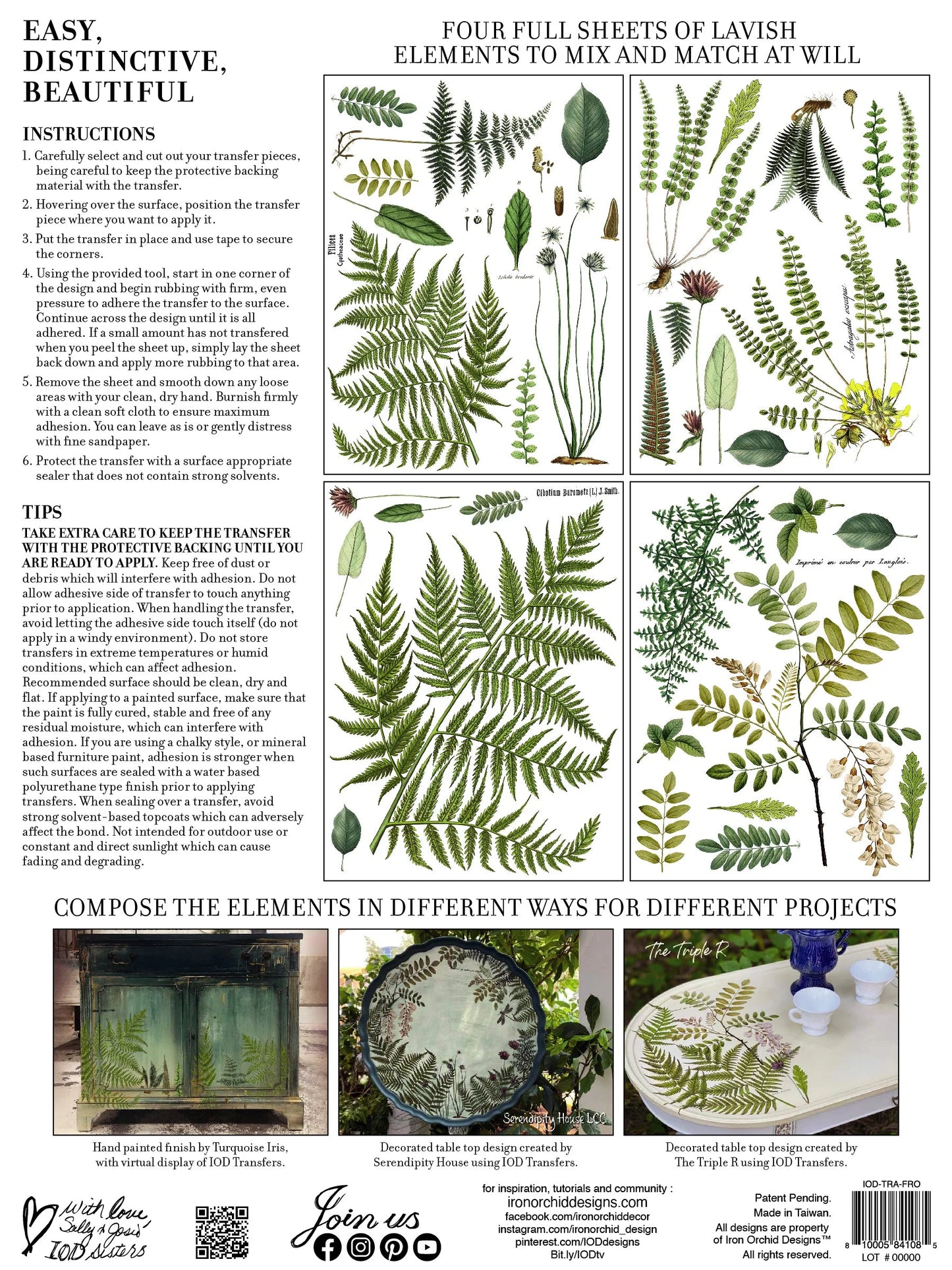 FRONDS BOTANICAL IOD TRANSFER PAD - FOUR 12X16" SHEETS
