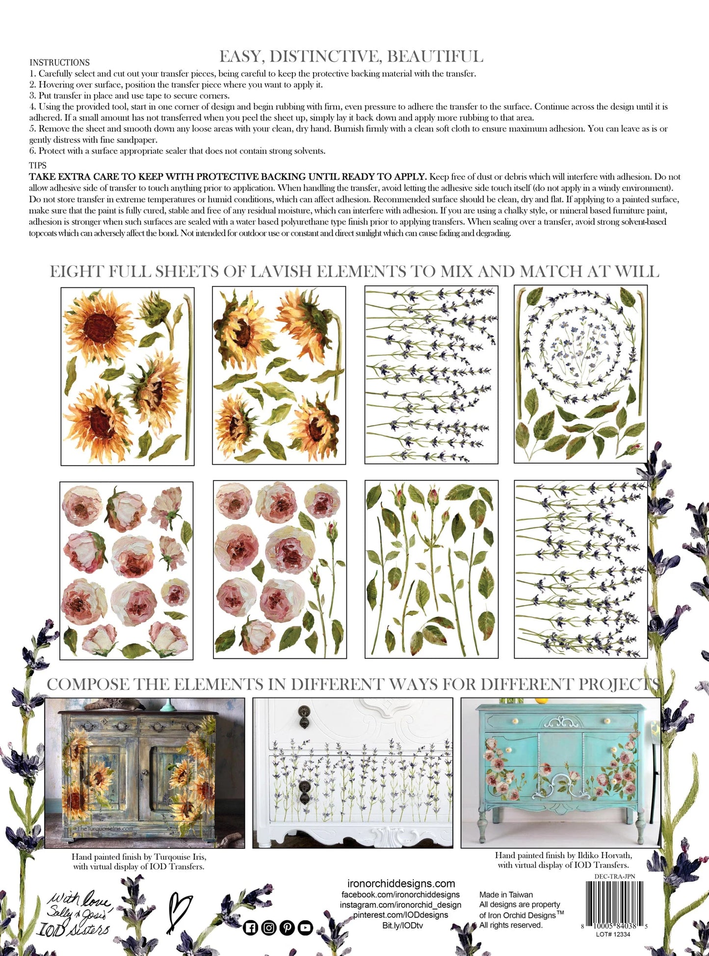 PAINTERLY FLORALS IOD TRANSFER PAD - EIGHT 12X16" SHEETS