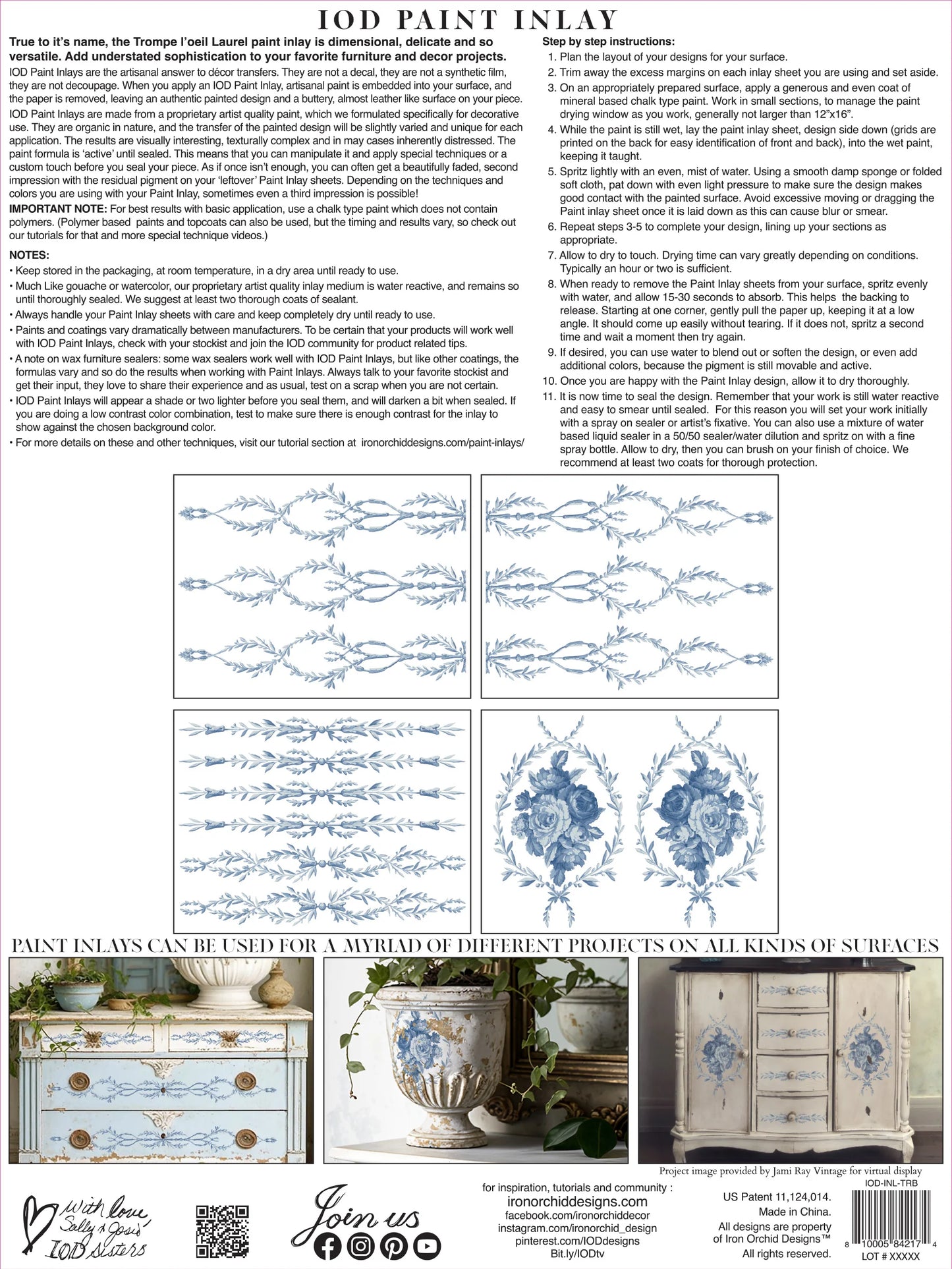 TROMPE L'OEIL BLEU IOD PAINT INLAY PAD - EIGHT 12X16" SHEETS