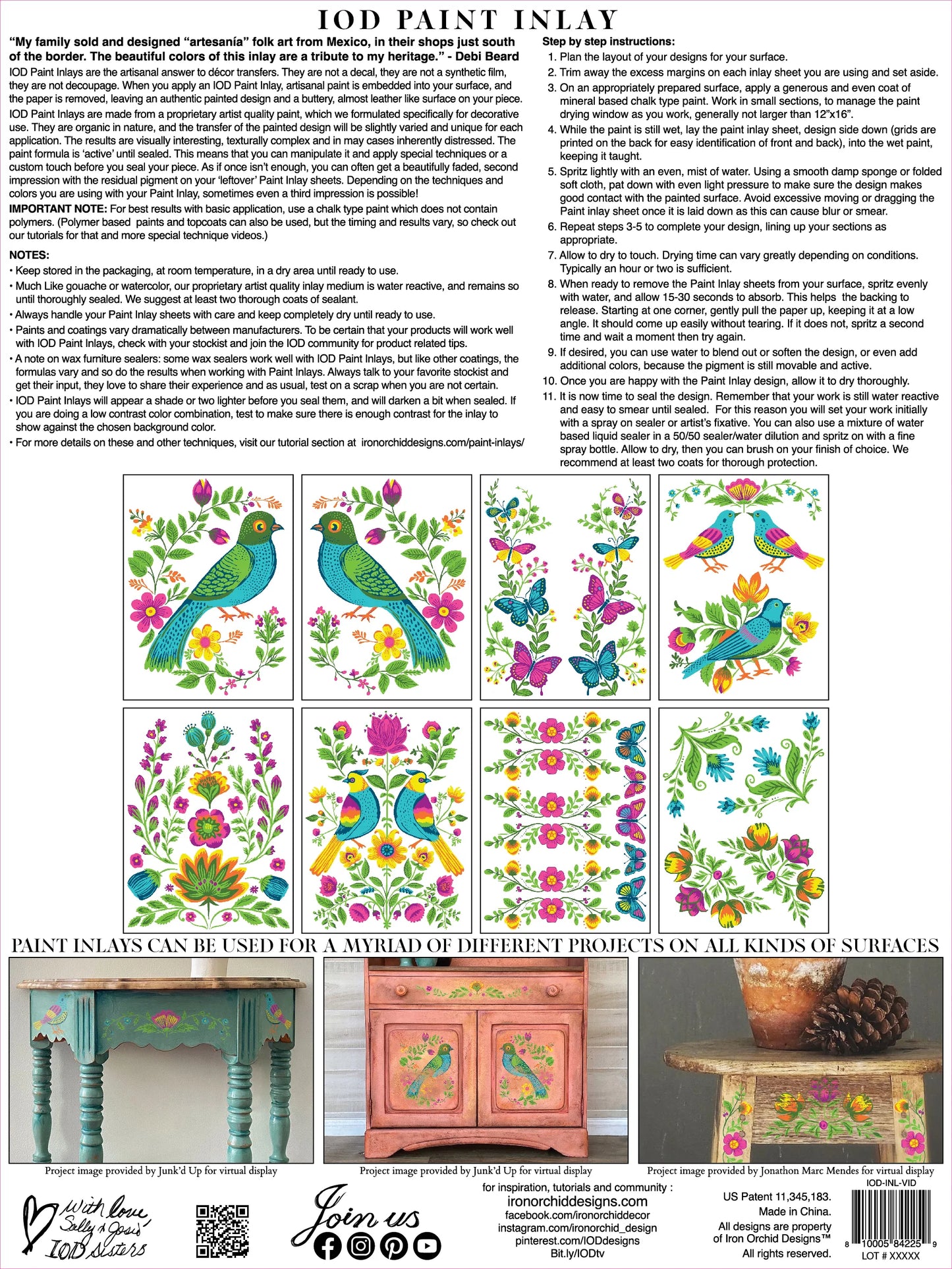 VIDA FLORA IOD PAINT INLAY PAD - EIGHT 12X16" SHEETS