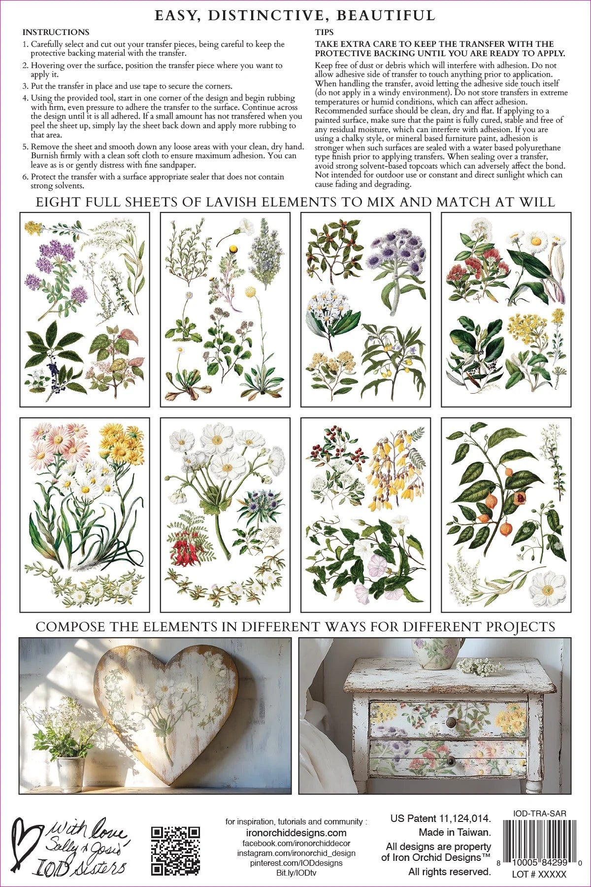 SARAH FEATON'S BOTANICALS IOD TRANSFER PAD - EIGHT 8x12" SHEETS