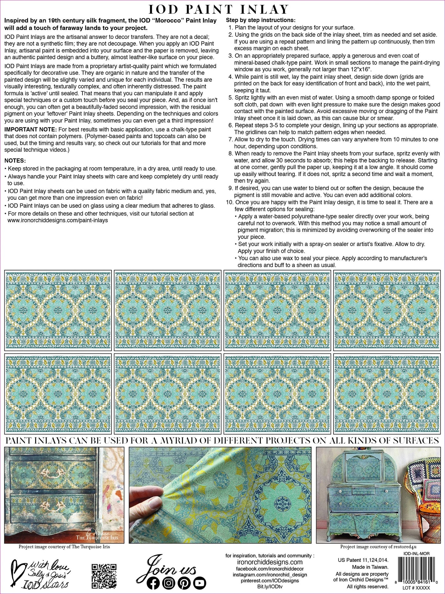 MOROCCO IOD PAINT INLAY PAD - EIGHT 12X16" SHEETS