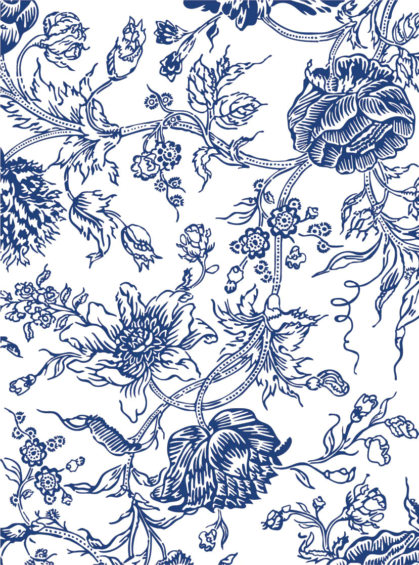INDIGO FLORAL IOD PAINT INLAY PAD - EIGHT 12X16" SHEETS