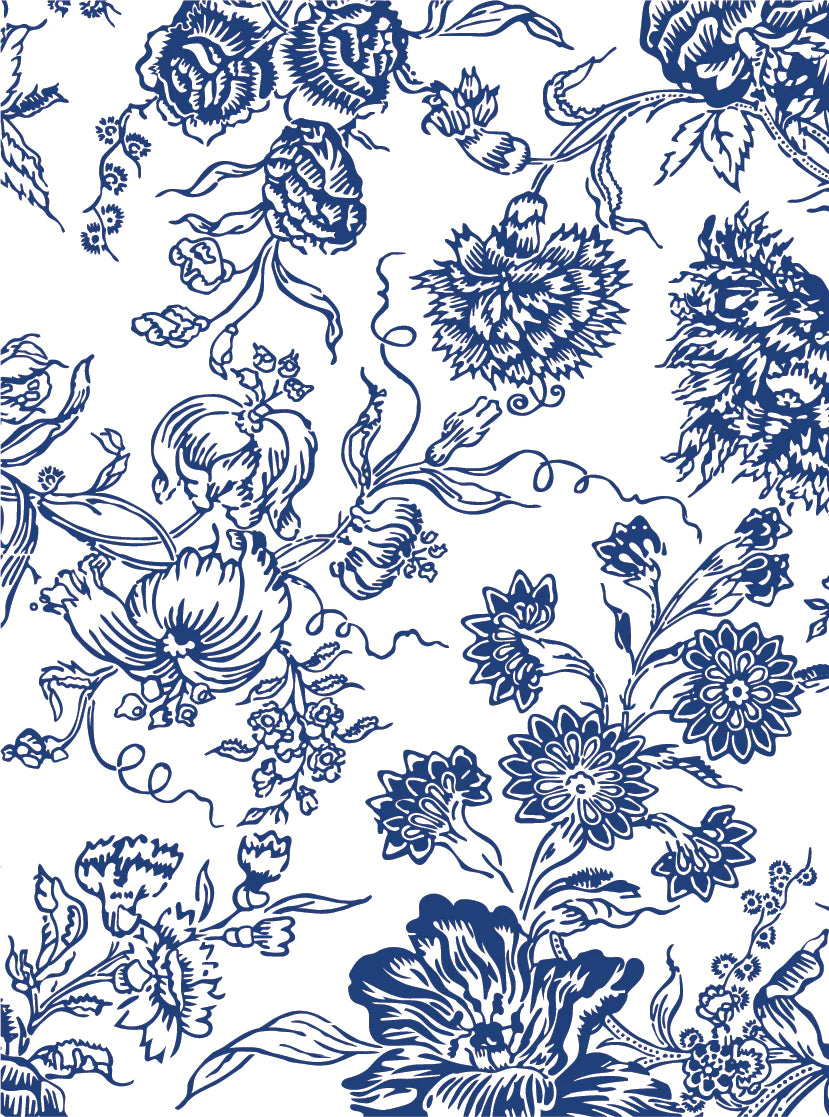 INDIGO FLORAL IOD PAINT INLAY PAD - EIGHT 12X16" SHEETS