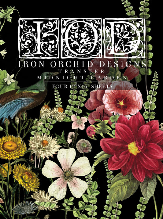 MIDNIGHT GARDEN IOD TRANSFER PAD - FOUR 12X16" SHEETS