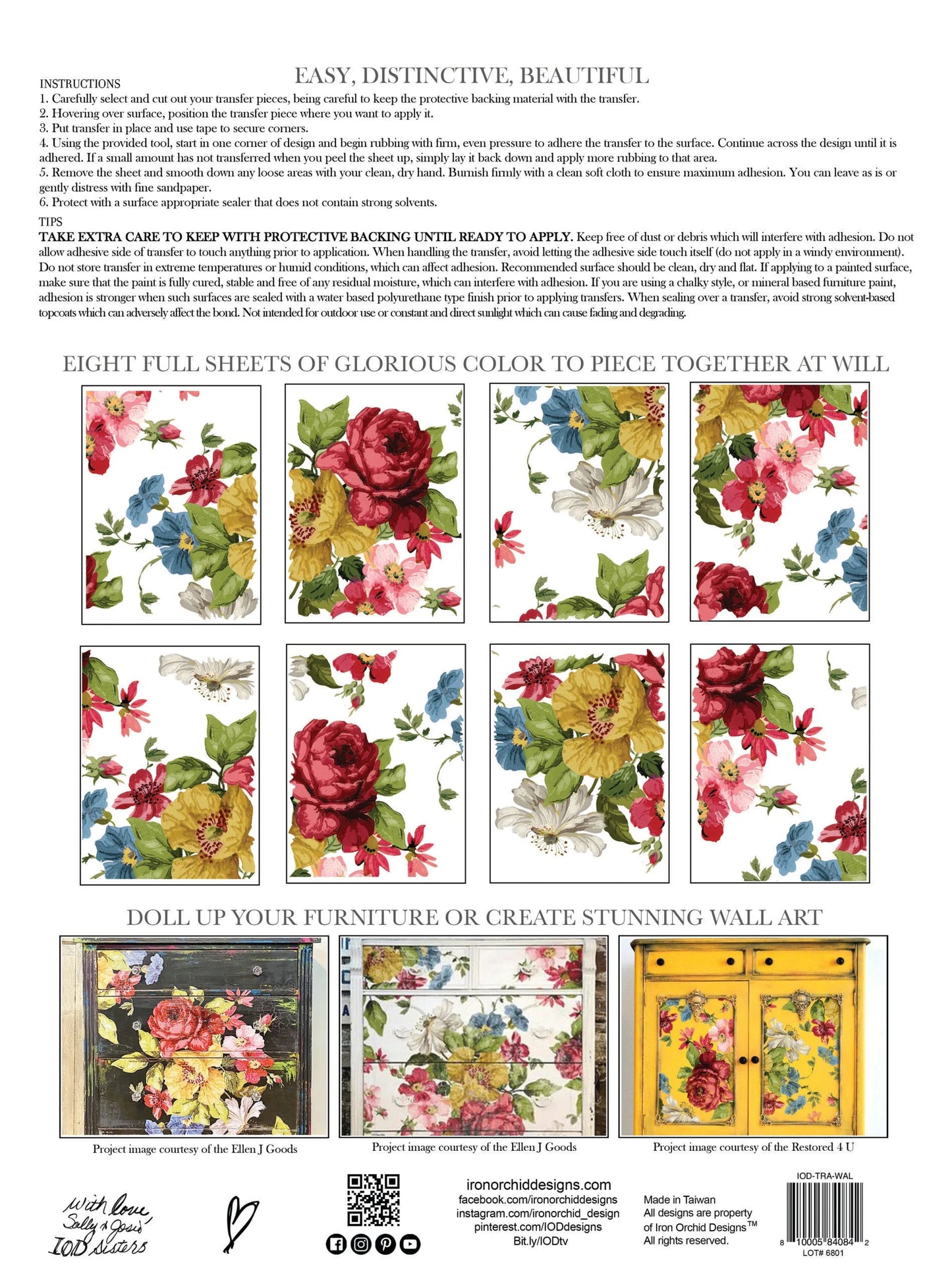 WALL FLOWER IOD TRANSFER PAD - EIGHT 12X16" SHEETS